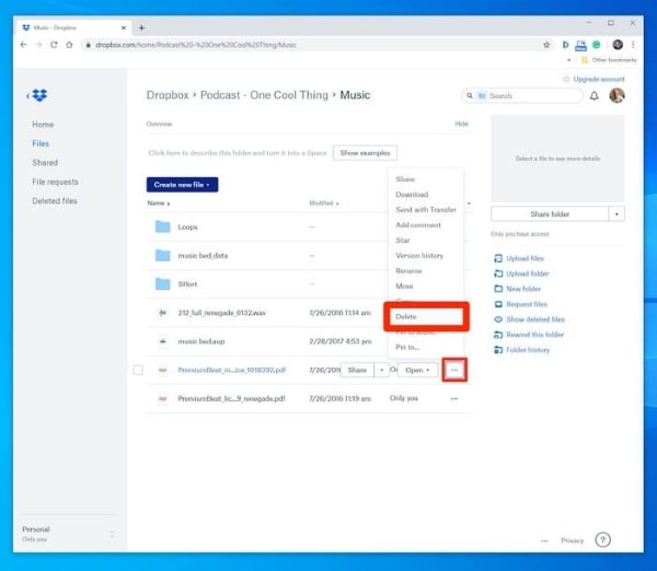Cómo eliminar archivos de Dropbox de forma permanente
